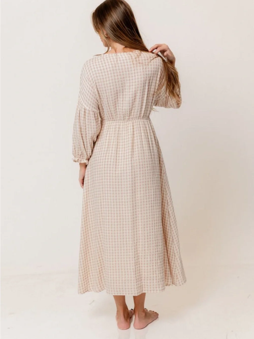 Hunter Midi Cotton Dress is Rose Plaid - Worth collective - Picture 5 of 5
